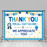 Aperturee - Aperturee Blue Stripe White Metal We Appreciate You Backdrop